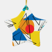 Retrohedendaagse geometrische kleurrijke patronen keramisch ornament (Achterkant)