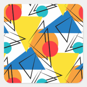 Retrohedendaagse geometrische kleurrijke patronen vierkante sticker
