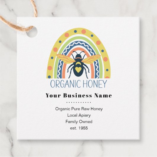 Retroimehouder Apiary Organic Honey Bee Rainbow Bedankjes Labels (Voorkant)