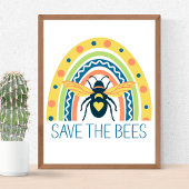 Retroimehouder Apiary Organic Honey Bee Rainbow Poster