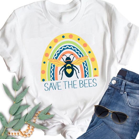 Retroimehouder Apiary Organic Honey Bee Rainbow T-shirt