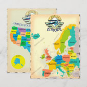 Retrokaart van Europa. (Voorkant / Achterkant)