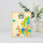 Retrokaart van Europa. Briefkaart (Staand voorkant)