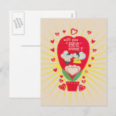 Retrokaart voor Valentijnsdag bijenmijn Feestdagenkaart (Voorkant / Achterkant)