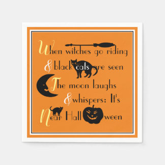 Retrokalligrafie Traditioneel Halloweengedicht Servet