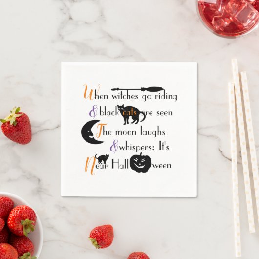 Retrokalligrafie Traditioneel Halloweengedicht Servet (Insitu)