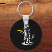 Retrokat met banaan meme Mannen vrouwen Kinder nie Sleutelhanger (Voorkant)