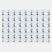 Retrokat met mama hart en bloemen inpakpapier vel (Voorkant)