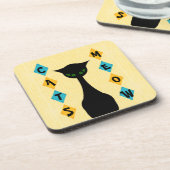 Retrokatten Gemiddeld-Centraal-Moderne Geel Bier Onderzetter (Linkerzijde)