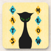 Retrokatten Gemiddeld-Centraal-Moderne Geel Bier Onderzetter (Voorkant)