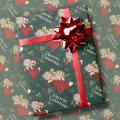 Retrokatten in kousen Meowy Kerstmis Cadeaupapier