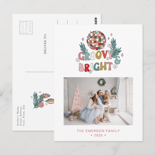 Retrokerst Briefkaart (Voorkant / Achterkant)