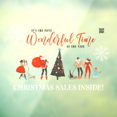 Retrokerst | Code wintervakantieverkoop QR Raamsticker (Vel 3)