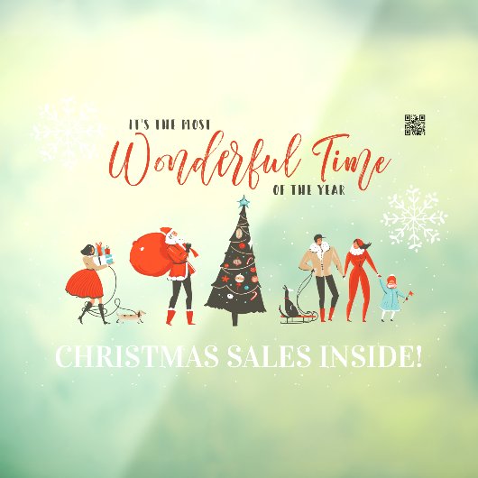 Retrokerst | Code wintervakantieverkoop QR Raamsticker (Vel 3)