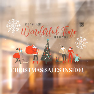 Retrokerst   Code wintervakantieverkoop QR Raamsticker