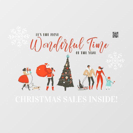 Retrokerst | Code wintervakantieverkoop QR Raamsticker (Vel)