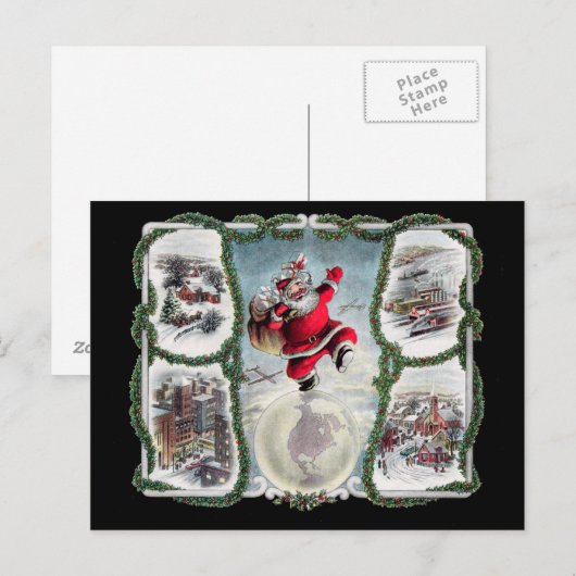 Retrokerst Feestdagenkaart (Voorkant / Achterkant)