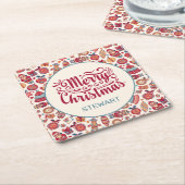 Retrokerst Kartonnen Onderzetters (Schuin)