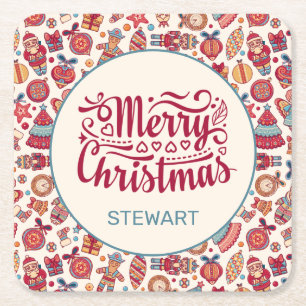 Retrokerst Kartonnen Onderzetters