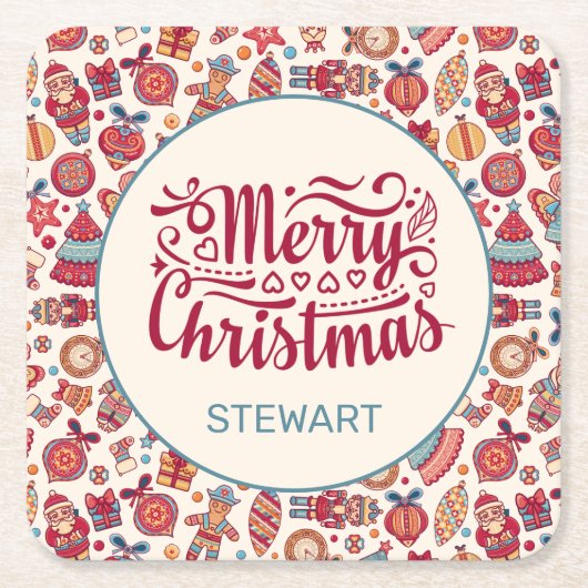 Retrokerst Kartonnen Onderzetters (Voorkant)