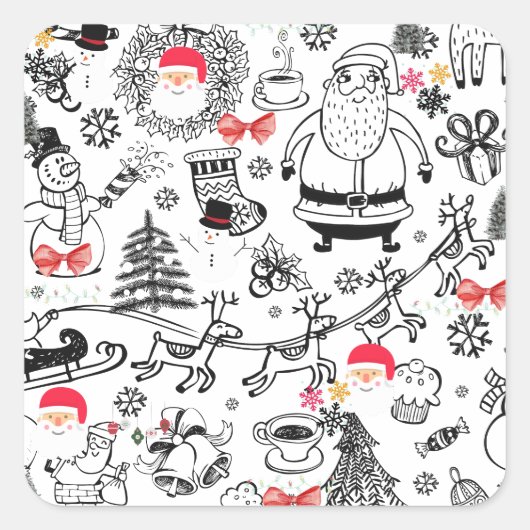 Retrokerst Vierkante Sticker (Voorkant)