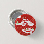 Retrokerstpatroon Ronde Button 3,2 Cm (Voorkant /achterkant)