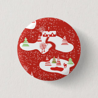 Retrokerstpatroon Ronde Button 3,2 Cm