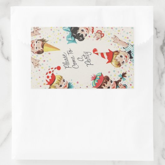 -retrokinderen-dag uitnodigen rechthoekige sticker (Tas)