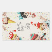 -retrokinderen-dag uitnodigen rechthoekige sticker (Voorkant)