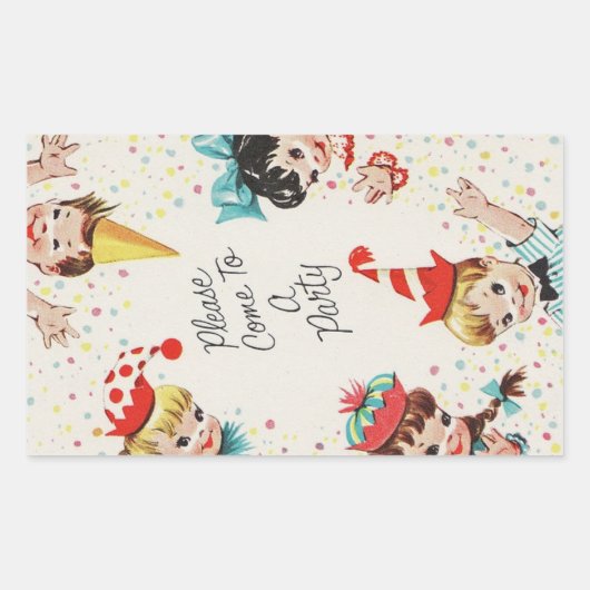 -retrokinderen-dag uitnodigen rechthoekige sticker (Voorkant)