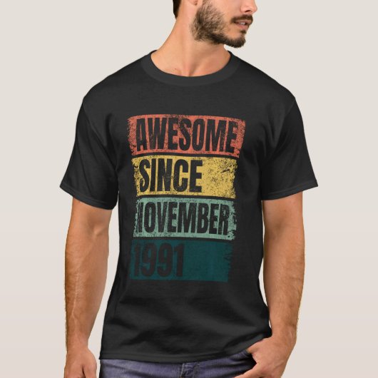 Retrokleuren 29e verjaardag Geweldige sinds novemb T-shirt (Voorkant)