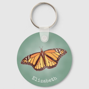 Retrokleuren Monarch Butterfly w wings open Sleutelhanger