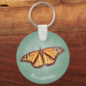 Retrokleuren Monarch Butterfly w wings open Sleutelhanger (Voorkant)