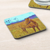 Retrokleurige paarden drankjes onderzetter (Linkerzijde)