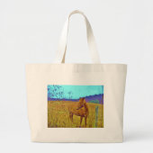 Retrokleurige paarden grote tote bag (Voorkant)