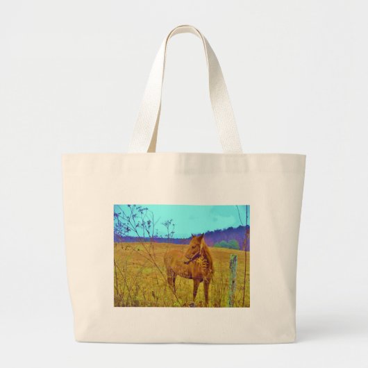 Retrokleurige paarden grote tote bag (Voorkant)