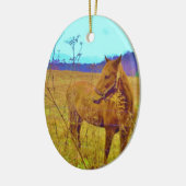 Retrokleurige paarden keramisch ornament (Links)