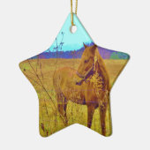 Retrokleurige paarden keramisch ornament (Links)