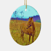 Retrokleurige paarden keramisch ornament (Rechts)