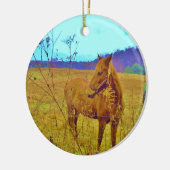 Retrokleurige paarden keramisch ornament (Links)