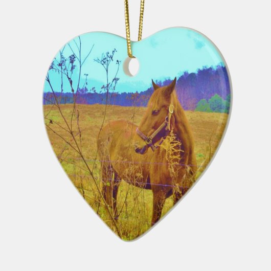 Retrokleurige paarden keramisch ornament (Links)