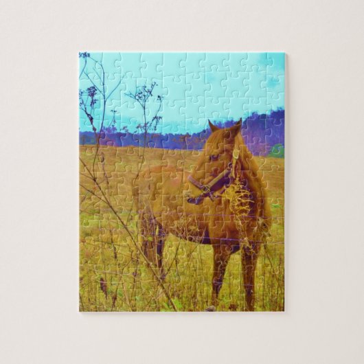 Retrokleurige paarden legpuzzel (Verticaal)
