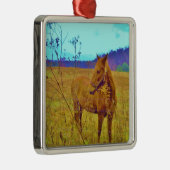 Retrokleurige paarden metalen ornament (Rechts)