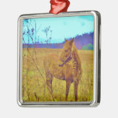 Retrokleurige paarden metalen ornament (Links)
