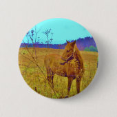 Retrokleurige paarden ronde button 5,7 cm (Voorkant)