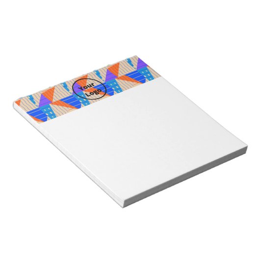 Retrokleurige vormen op bruin notitieblok (Schuin)
