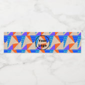 Retrokleurige vormen op bruin waterfles etiket (Enkel label)