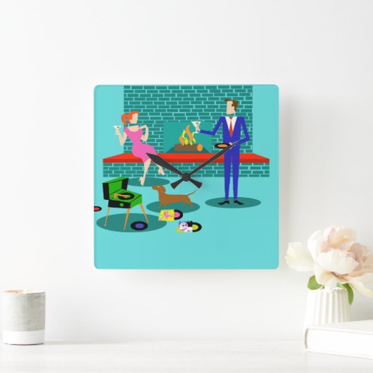 Retrokoppeling met dog acrylwandklok vierkante klok (Huis)