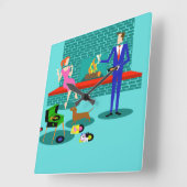 Retrokoppeling met dog acrylwandklok vierkante klok (Hoek)