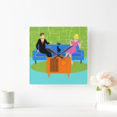 Retrokoppeling met kat acrylwandklok vierkante klok (Huis)